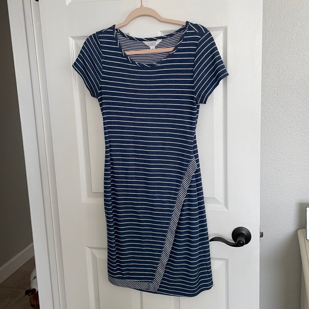 Blue and White Striped Knit Dress